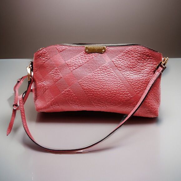 Burberry Handbags - BURBERRY Crossbody Bag Pink Embossed Leather Good Used Condition